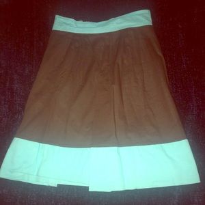 Pink Twill brown & turquoise miniskirt w/pockets.